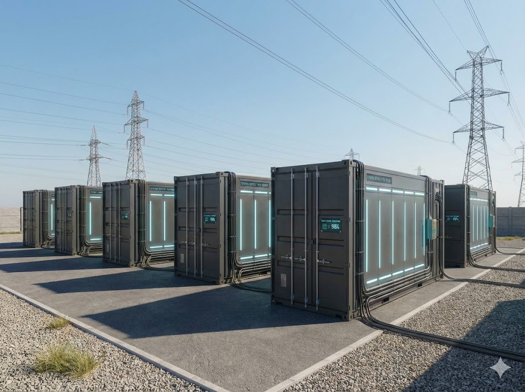 Aureo Energy 户外模块化集装箱储能系统鸟瞰图